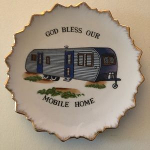 Vintage God Bless Our Mobile Home Decorative Plate